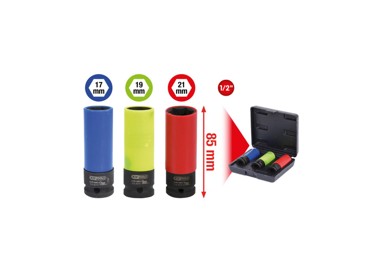 KS TOOLS Set nasadnih ključeva 1/2", snažniji dizajn za aluminijske kotače, dugačak, 3-dijelni 515.1070